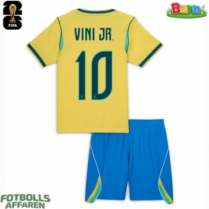 Brasilien Vinicius Junior #10 Hemmaställ Barn VM 2026 Kortärmad (+ Korta byxor)